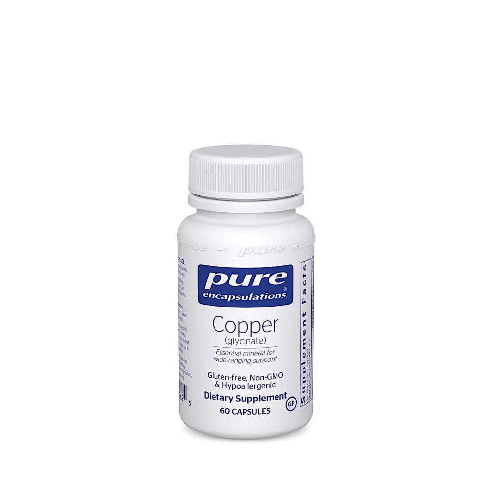 Pure Encapsulations, Copper Glycinate 2 mg, 60 Capsules UPC 766298000695 | HiLife Vitamins